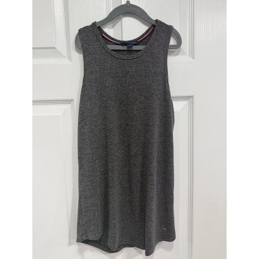 Tommy Hilfiger Womens Sleeveless Knit Top Charcoal Gray Heather Scoop Neck XS